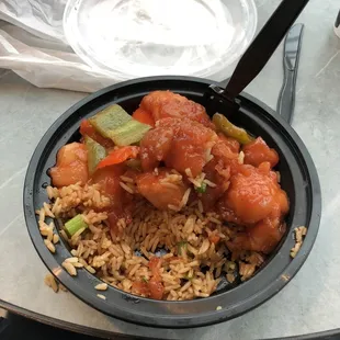 a bowl of rice and vegetables