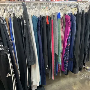 Workout pants were all grouped together