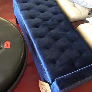 This royal blue lounging chaise