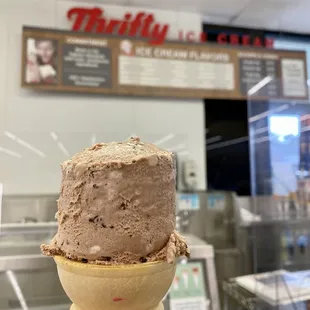 CHOCOLATE MALTED KRUNCH on a Cake Cone at the counter