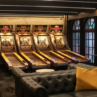 Four of eight total skeeball lanes. Thriller will be the home of SF largest skeeball league with 100+ rollers! We have many other arcades!