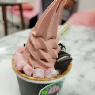 Yummy strawberry nutella soft serve