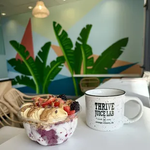 PB Acai Bowl with house-made almond butter and house-made coconut &apos;swirl whip&apos;