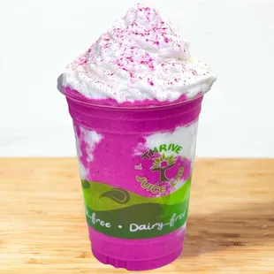 Pink Dragon smoothie with Coconut 'Swirl Whip'