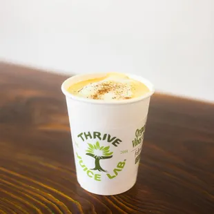 Goldyn Latté with organic turmeric, cinnamon and house made sprouted almond milk.