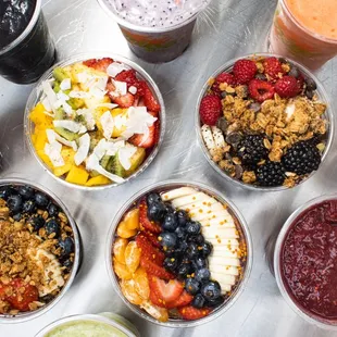 a variety of smoothie options