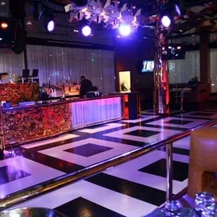 black and white checkered floor