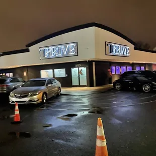 a parking lot at night