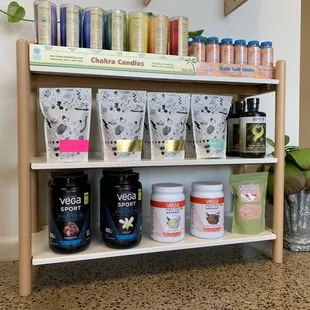 Wellness Boutique featuring local coffee, candles, bath salts, protein powder &amp; MCT oil.