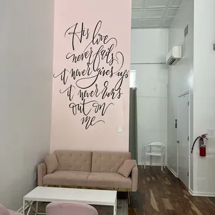 Seating area in the rear of the shop.