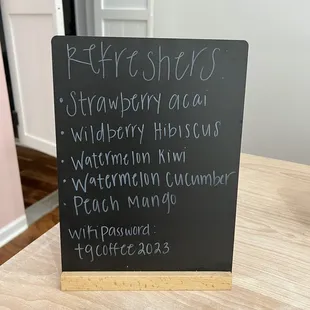 Refreshers menu.