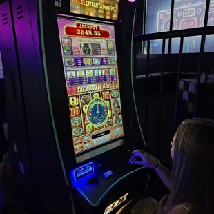 a woman playing a video game