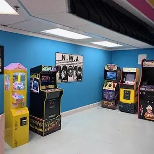 a row of arcade machines