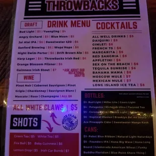 Drink menu.