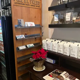 a display of coffee pods