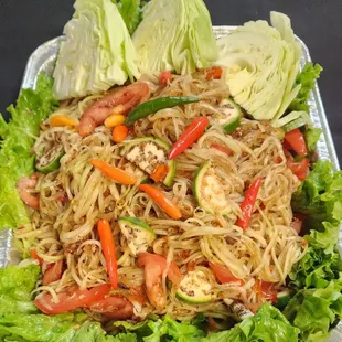 Customer ordered a small tray of Lao Style Papaya Salad.