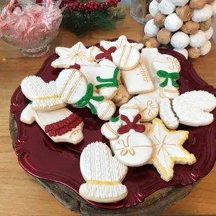 Christmas themed baby shower cookies!