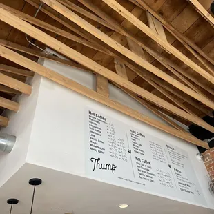 the menu on the wall