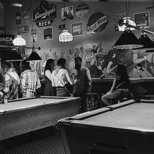 a pool table in a bar