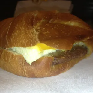 Breakfast sandwich made from donut dough