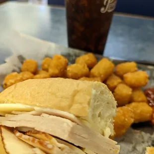 Turkey Sub. Yes, you can get all the fixings, but mayo, cheese and turkey was delicious.