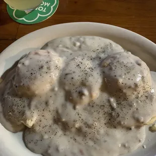 Biscuits and gravy from Sunday brunch menu