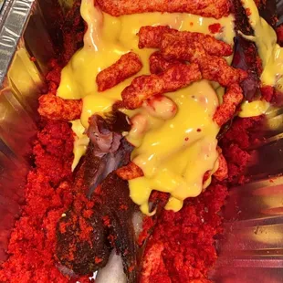 Loaded Hot Cheeto and cheese turkey leg!
