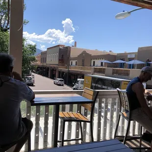 View of Santa Fe Plaza from second floor balcony