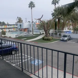 View from our 2nd flr room (Parking and the Pool)