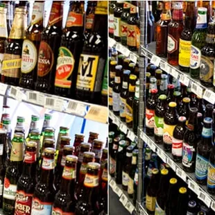 a wide selection of beer bottles
