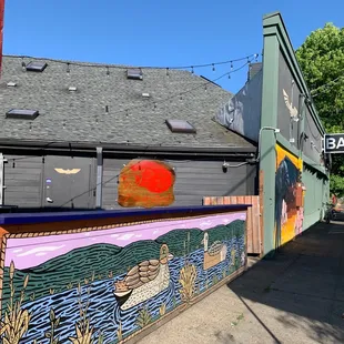 a mural on the side of a building