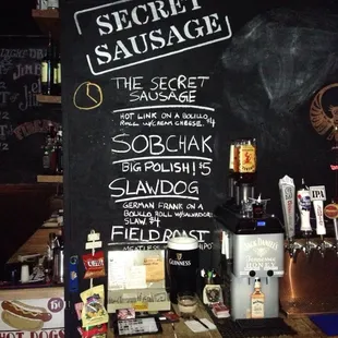 Hot dog &amp; sausage menu.