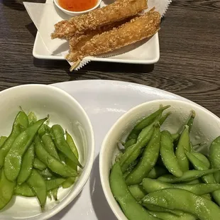 Edamame and Shrimp in a blanket