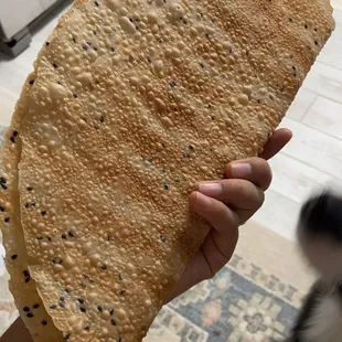 crispy snack with sesame seeds.