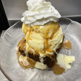 Pumpkin Chocolate Cheesecake Brownie sundae dessert special.