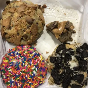 Give Me S'Mores, Birthday Bomb, OreWOW, and a tiny piece of Choco-Peanut Explosion