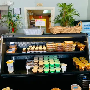 a display of food items