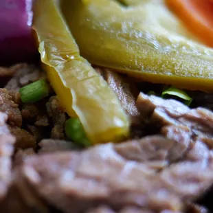 Pickles for all + carne asada