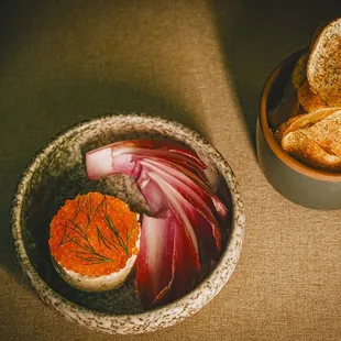 Smoked Trout Dip
Roe, Endive, Potato Chips