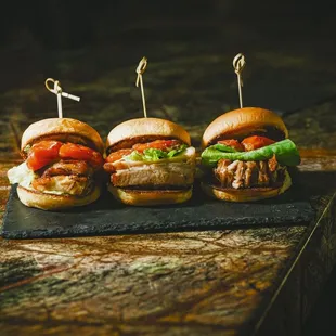 Crispy Pork Belly, Roasted Tomato, Lemon Scape Aioli Toasted Potato Bun
