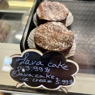 chocolate cupcakes in a display case