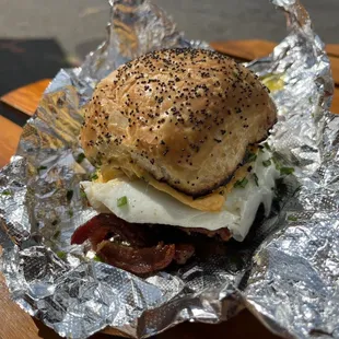 Bacon, egg, and cheese sandwich