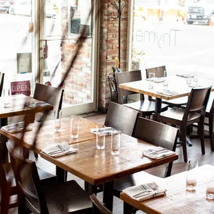 tables and chairs in a restaurant