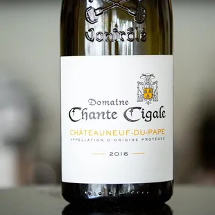 a close up of a bottle of wine