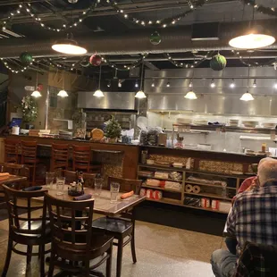 Open kitchen in the downstairs restaurant.