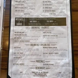 a menu for a restaurant