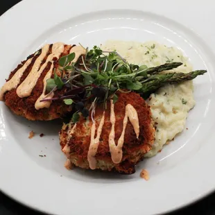 Crab cake Entree with creamy risotto