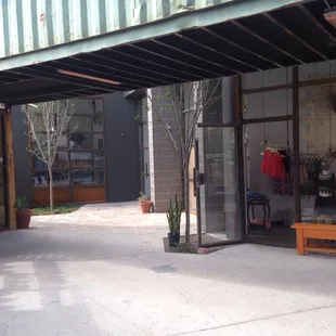 Some stores under the shipping containers