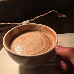 At these cold hours, it is a great time to drink the seasonal Chocolate Abuelita Soy Latte.