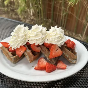 Strawberries &amp; Cream w/ Blue Corn Waffle
